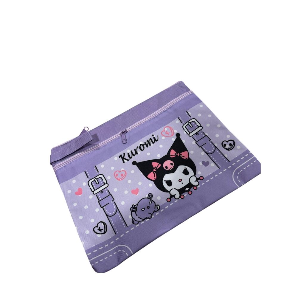 Kuromi Sanrio canvas very sturdy documents/sheets folder with zippers and strap